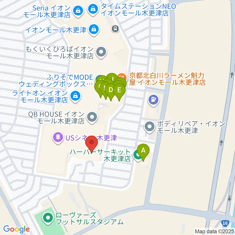 新星堂 イオンモール木更津店周辺のファミレス・ファーストフード一覧地図