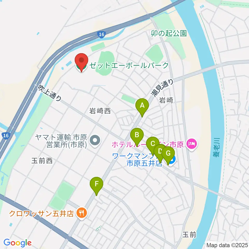 ゼットエーボールパーク周辺のファミレス・ファーストフード一覧地図