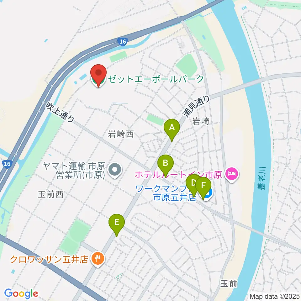ゼットエーボールパーク周辺のファミレス・ファーストフード一覧地図