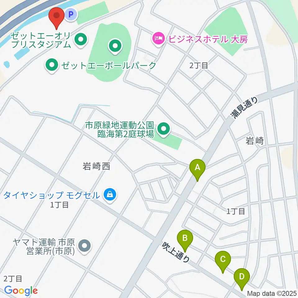 市原市臨海体育館周辺のファミレス・ファーストフード一覧地図