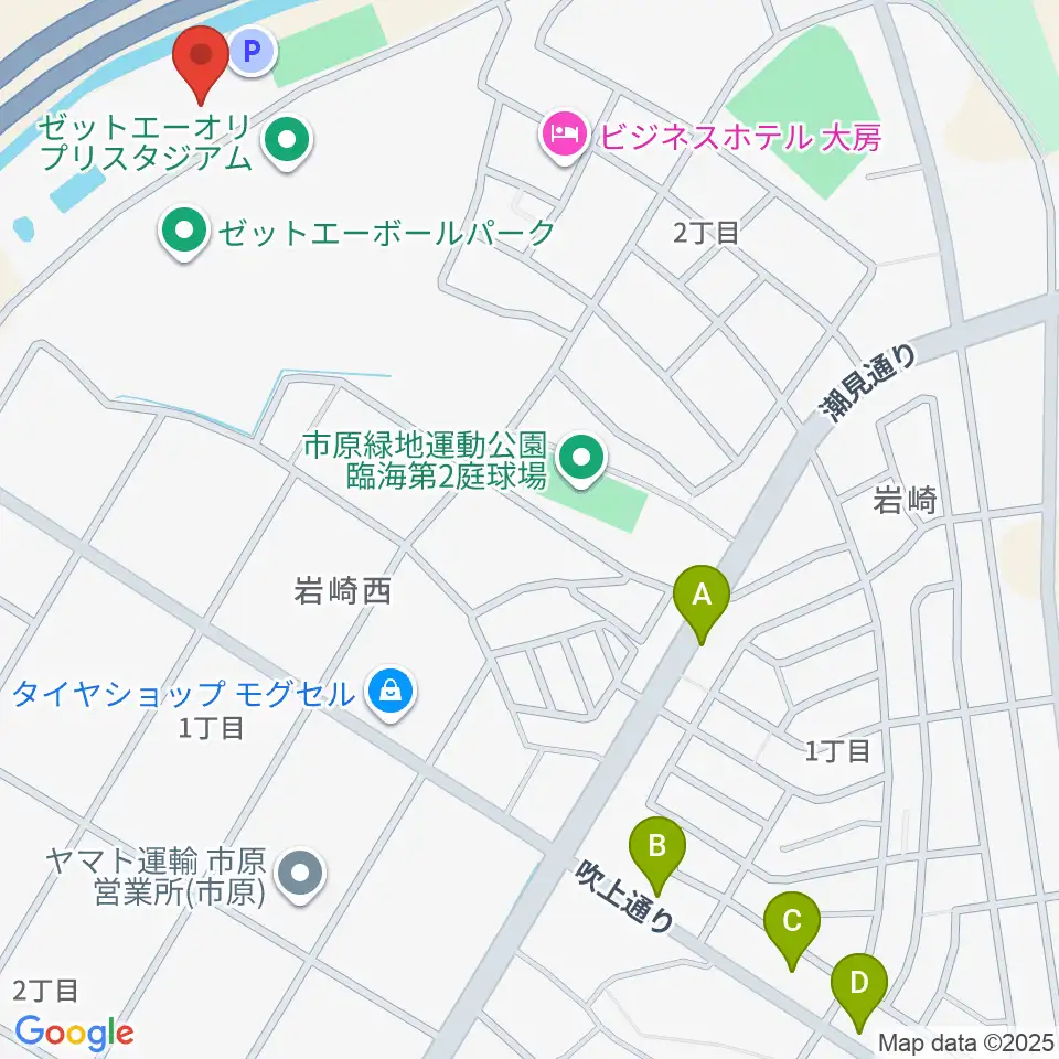 市原市臨海体育館周辺のファミレス・ファーストフード一覧地図