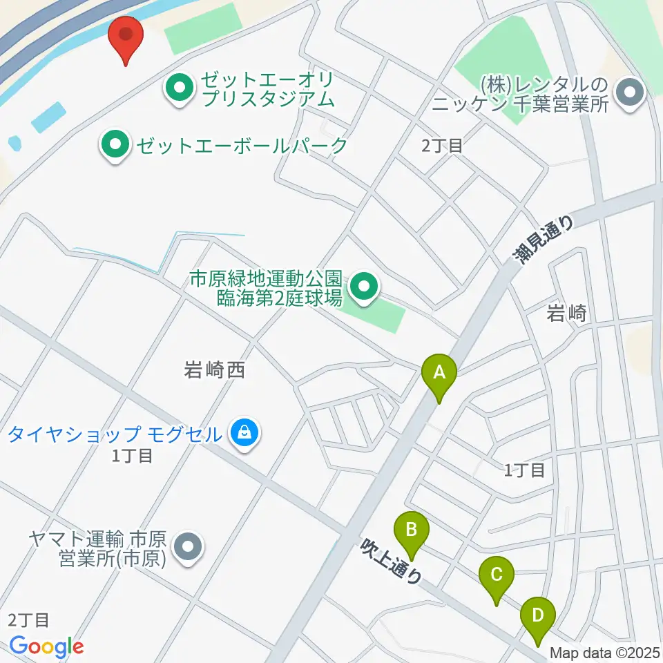 市原市臨海体育館周辺のファミレス・ファーストフード一覧地図