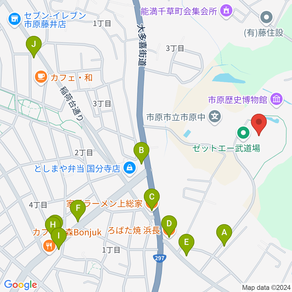 ゼットエー武道場周辺のファミレス・ファーストフード一覧地図