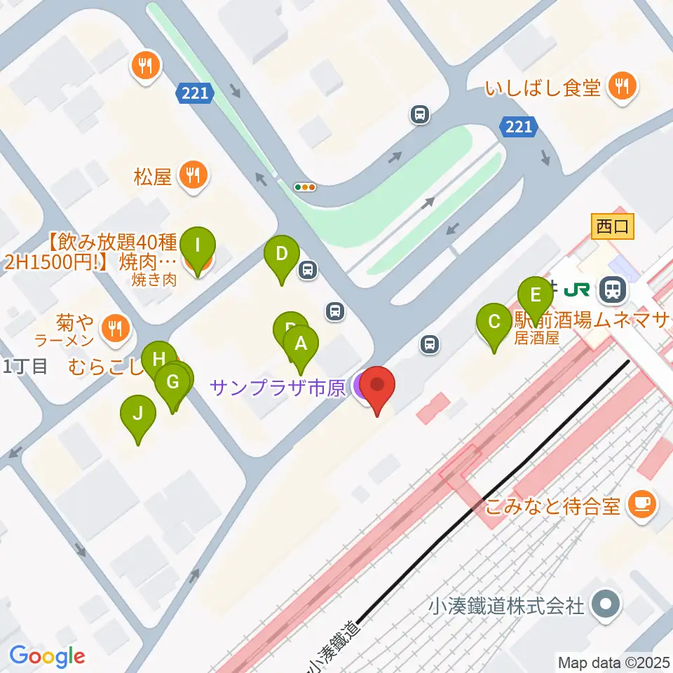 サンプラザ市原周辺のファミレス・ファーストフード一覧地図