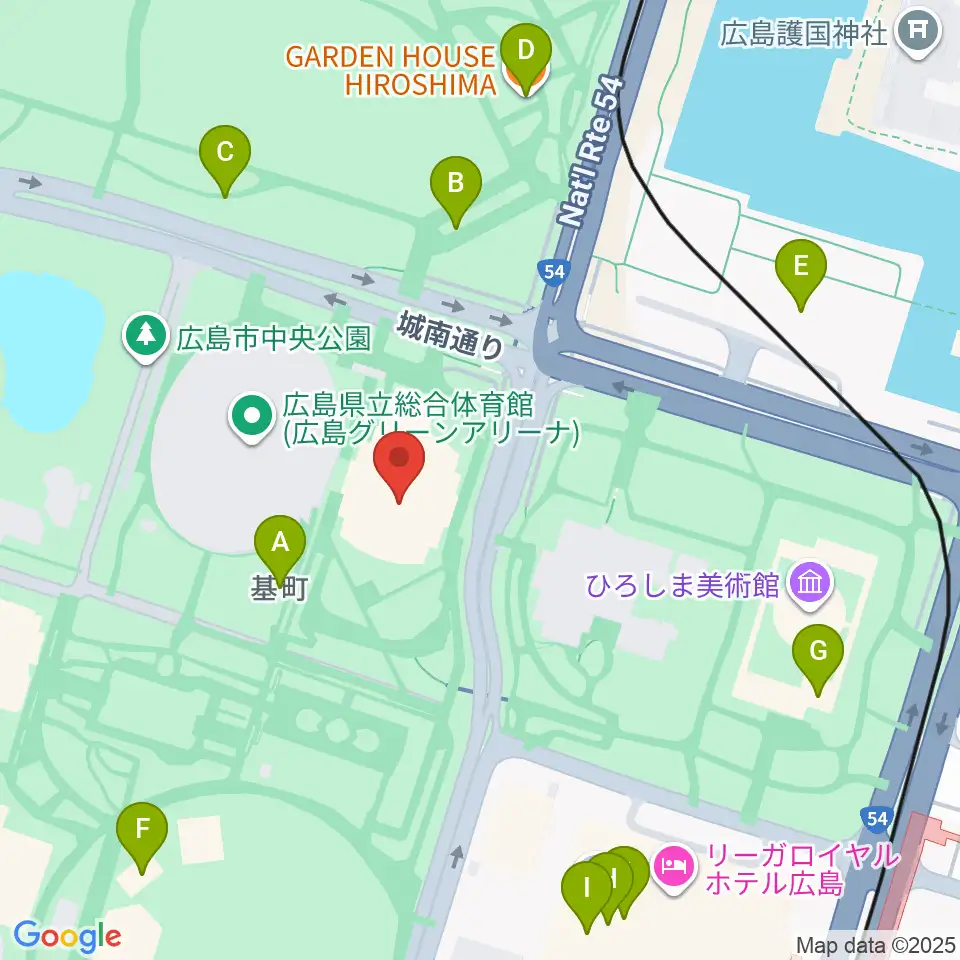 広島県立総合体育館周辺のファミレス・ファーストフード一覧地図