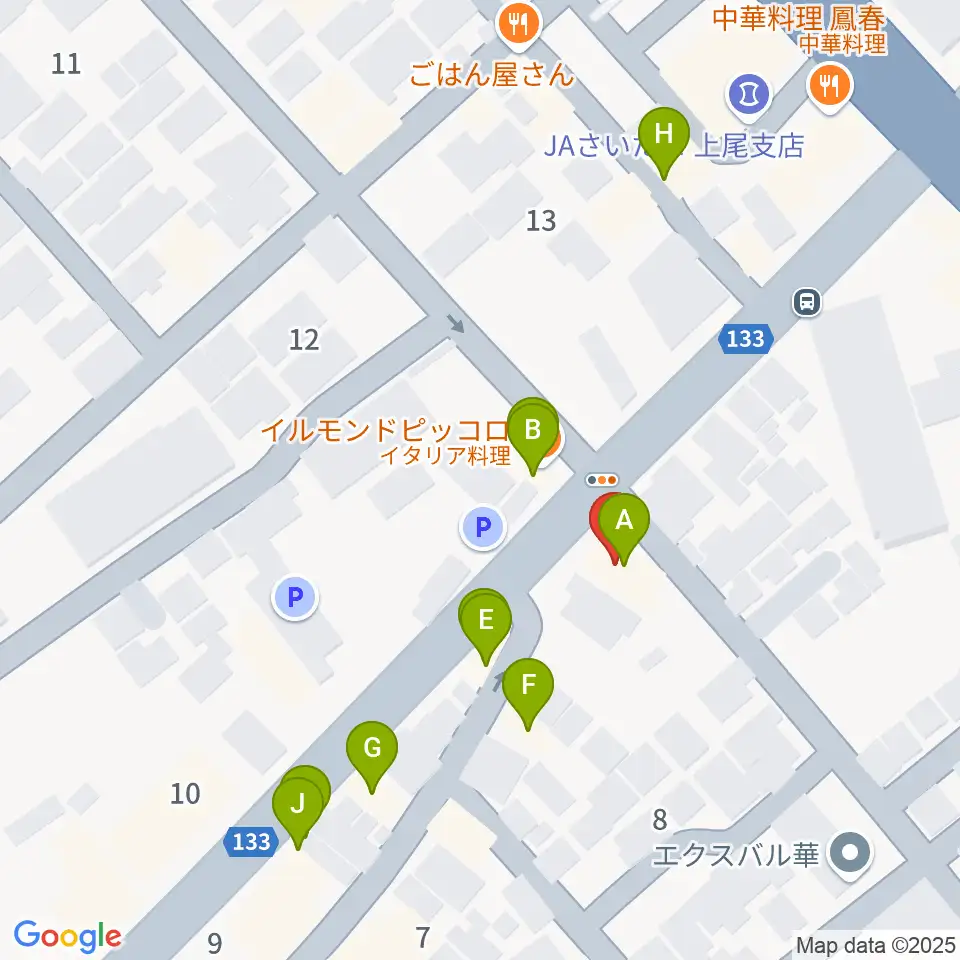 ニコニコ堂上尾センター周辺のファミレス・ファーストフード一覧地図