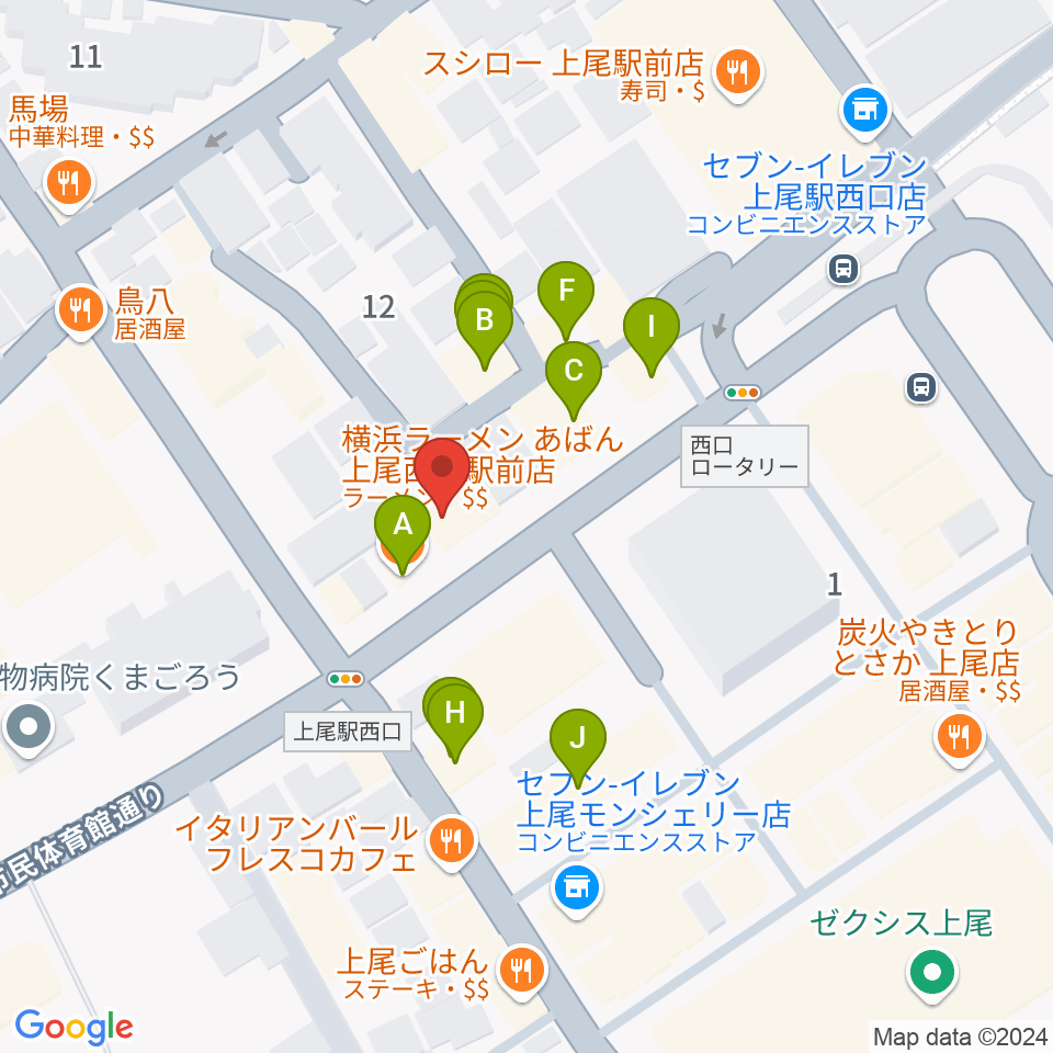 Dover Guitar Shop周辺のファミレス・ファーストフード一覧地図