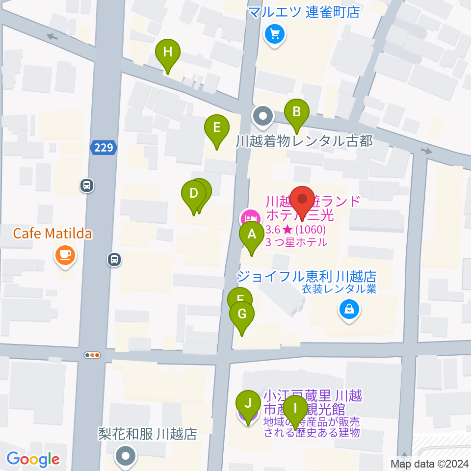 小江戸座周辺のファミレス・ファーストフード一覧地図