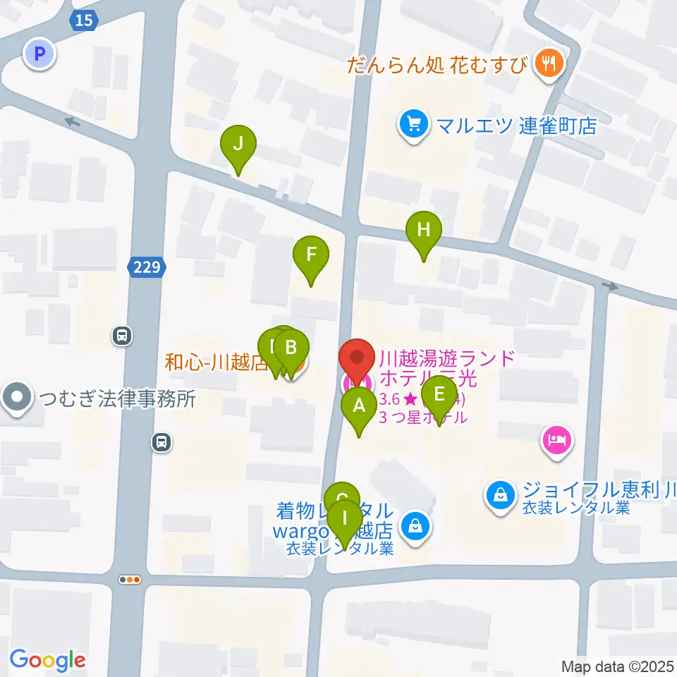 小江戸座周辺のファミレス・ファーストフード一覧地図