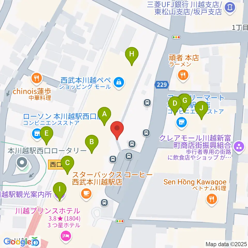 バンダレコード本川越ペペ店周辺のファミレス・ファーストフード一覧地図