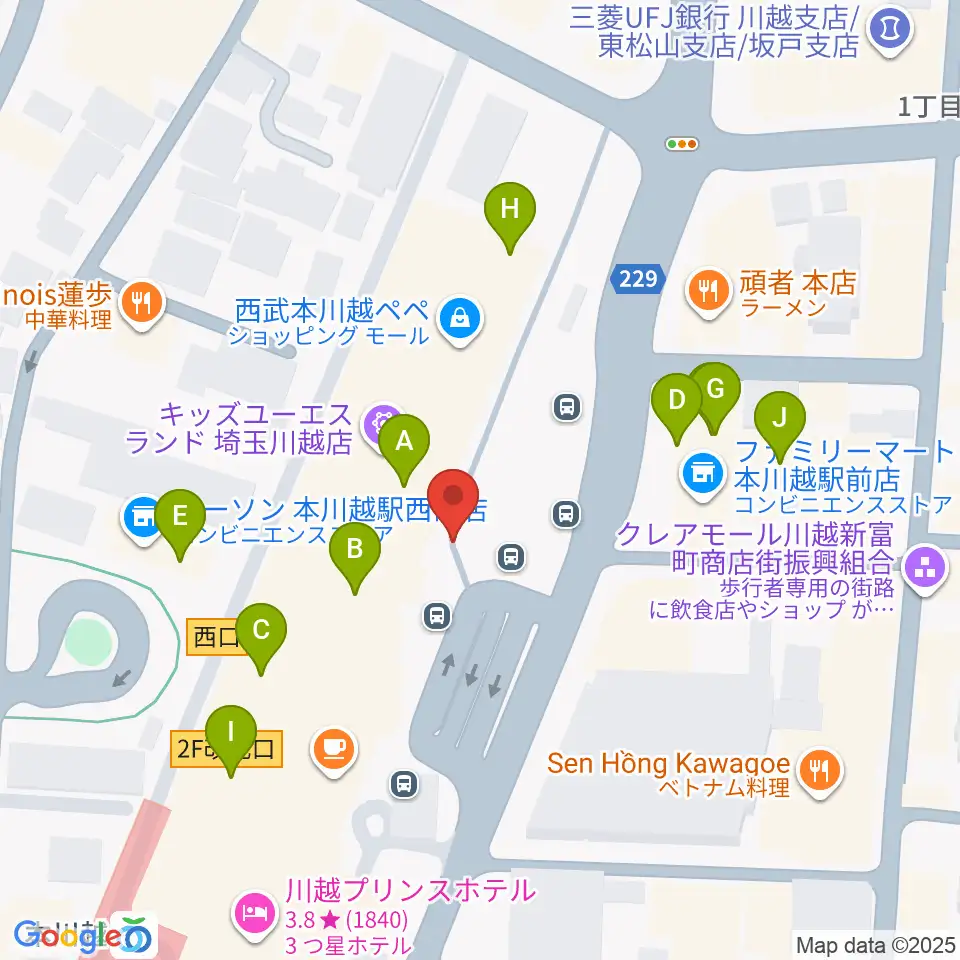 バンダレコード本川越ペペ店周辺のファミレス・ファーストフード一覧地図
