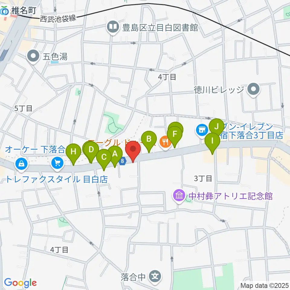 スタジオアルル・スタジオ銀河周辺のファミレス・ファーストフード一覧地図