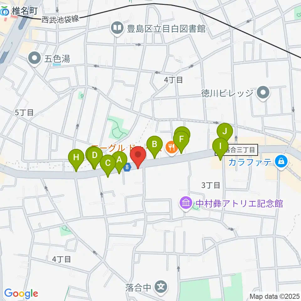 スタジオアルル・スタジオ銀河周辺のファミレス・ファーストフード一覧地図