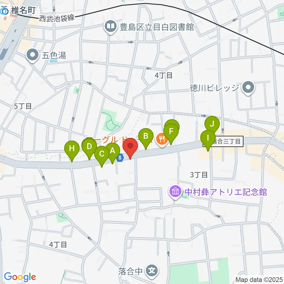 スタジオアルル・スタジオ銀河周辺のファミレス・ファーストフード一覧地図