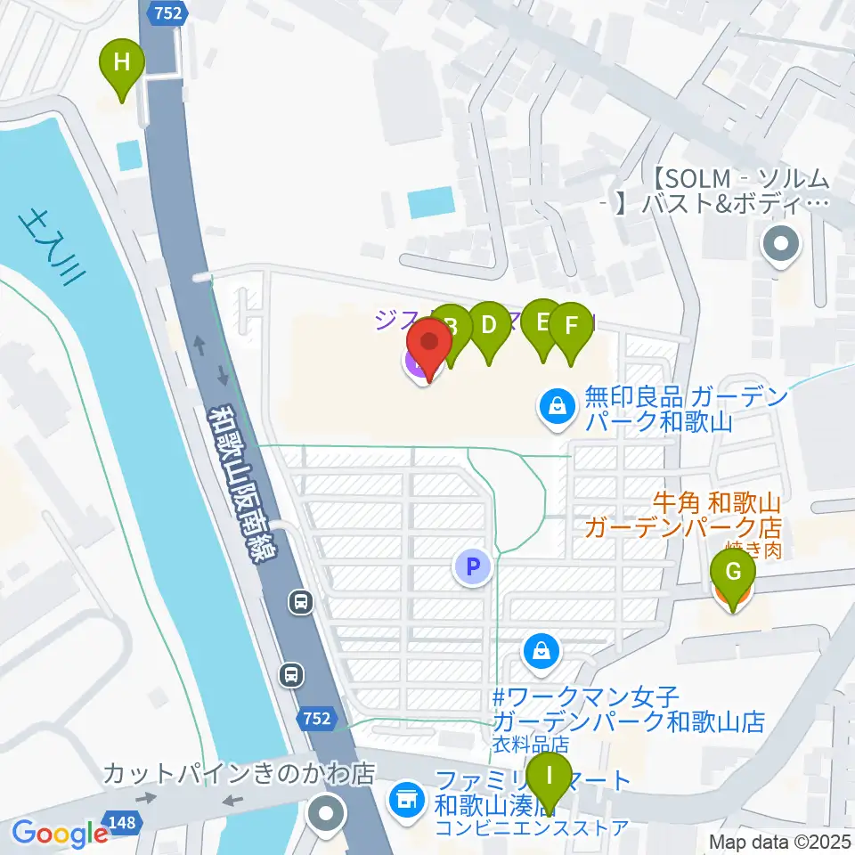 ジストシネマ和歌山周辺のファミレス・ファーストフード一覧地図