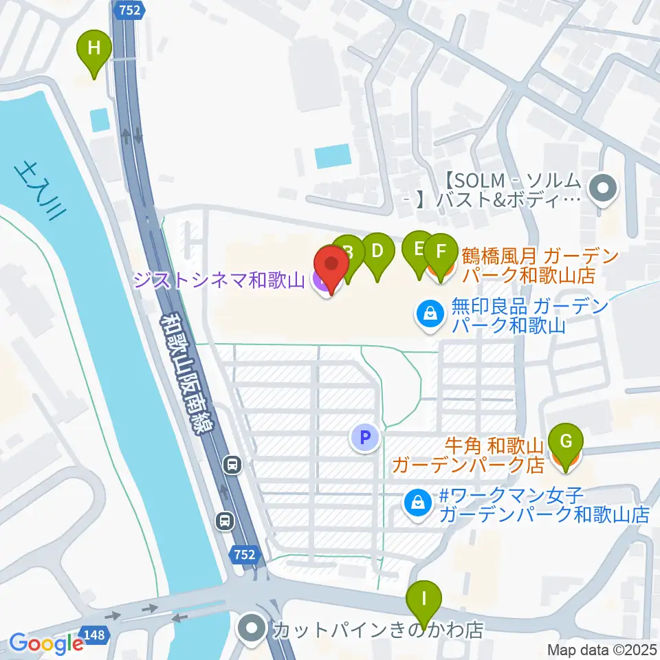 ジストシネマ和歌山周辺のファミレス・ファーストフード一覧地図