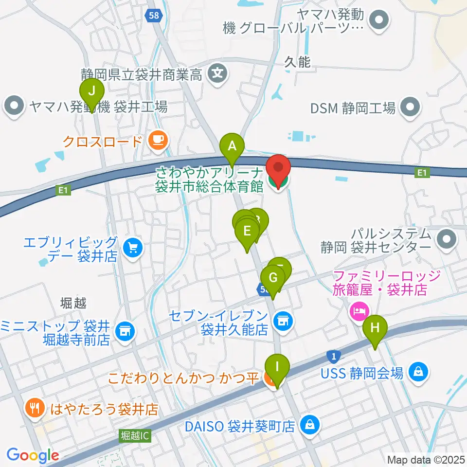 さわやかアリーナ袋井市総合体育館周辺のファミレス・ファーストフード一覧地図