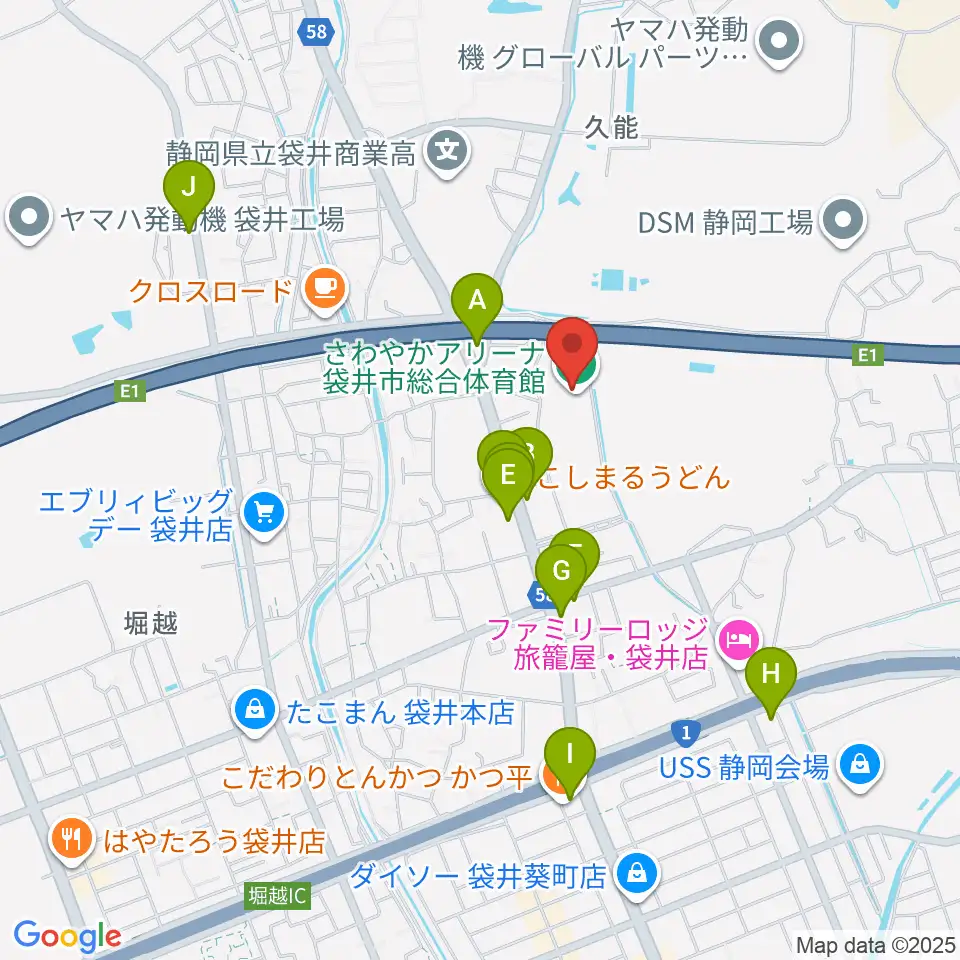 さわやかアリーナ袋井市総合体育館周辺のファミレス・ファーストフード一覧地図