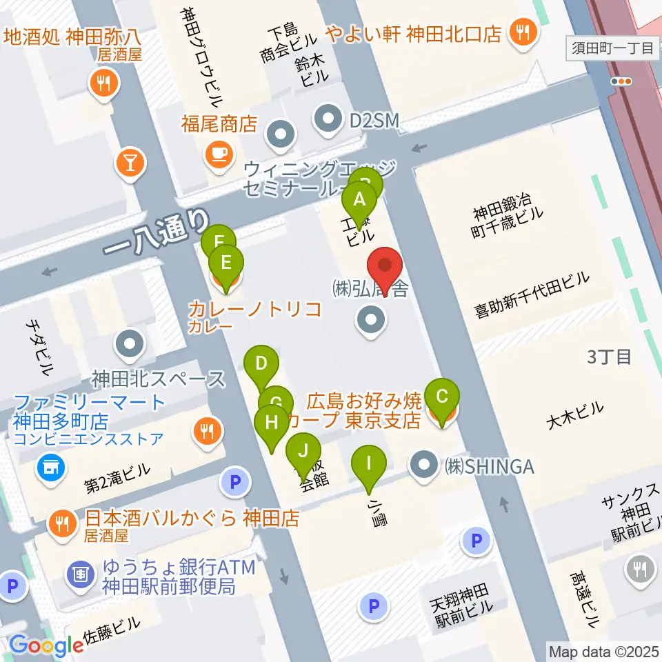 バンブルビースタジオ周辺のファミレス・ファーストフード一覧地図