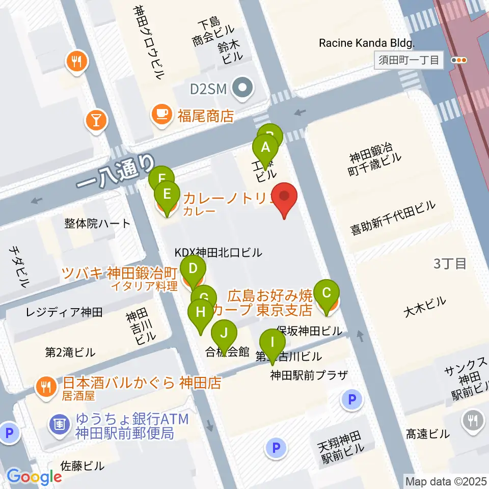 バンブルビースタジオ周辺のファミレス・ファーストフード一覧地図
