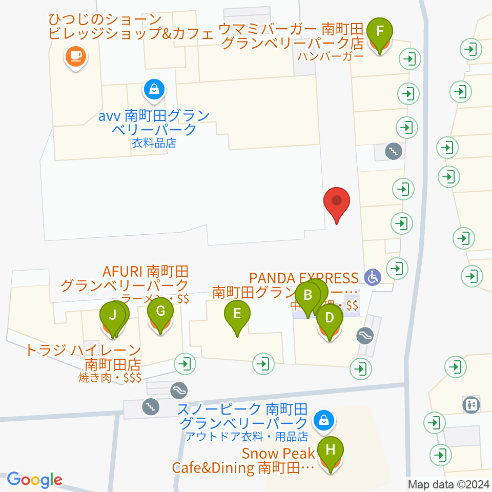 山野楽器 南町田店周辺のファミレス・ファーストフード一覧地図