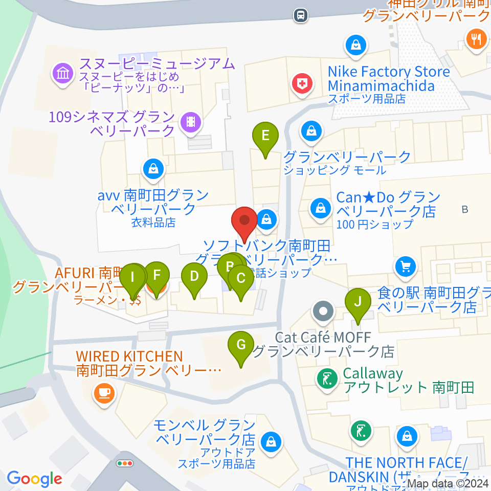 山野楽器 南町田店周辺のファミレス・ファーストフード一覧地図