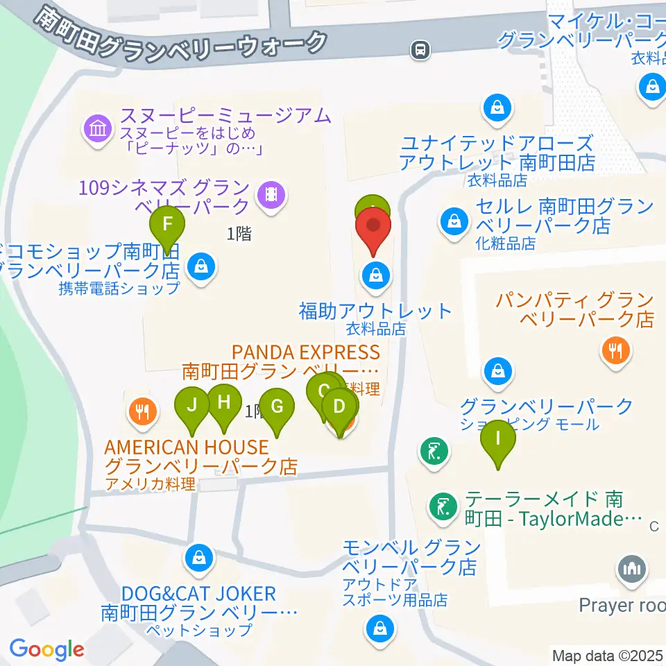 山野楽器 南町田店周辺のファミレス・ファーストフード一覧地図