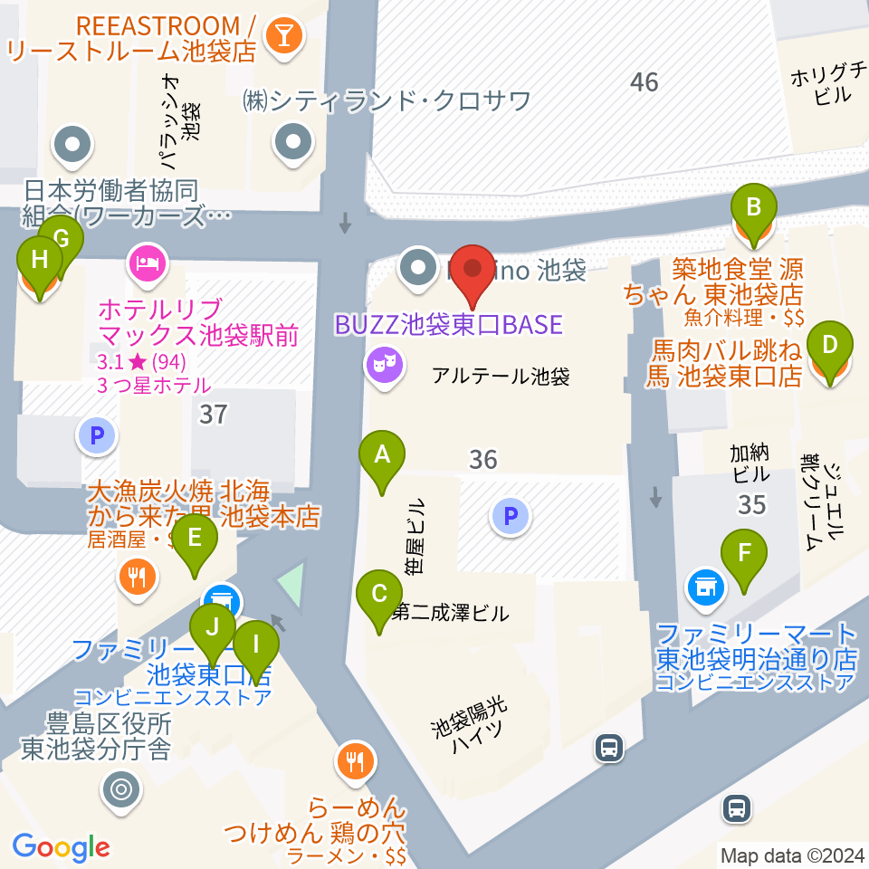 イケベ ユーズド ギターズGET周辺のファミレス・ファーストフード一覧地図