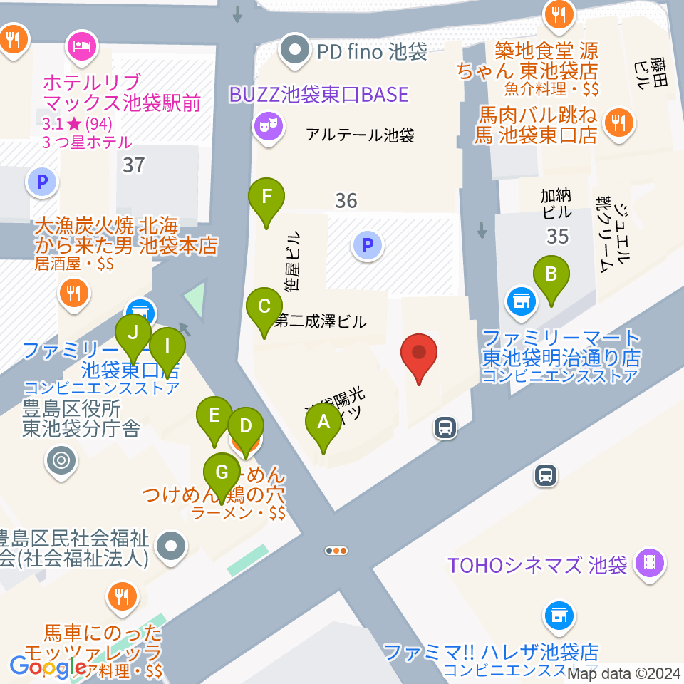 イケベ楽器店GET STOMP周辺のファミレス・ファーストフード一覧地図