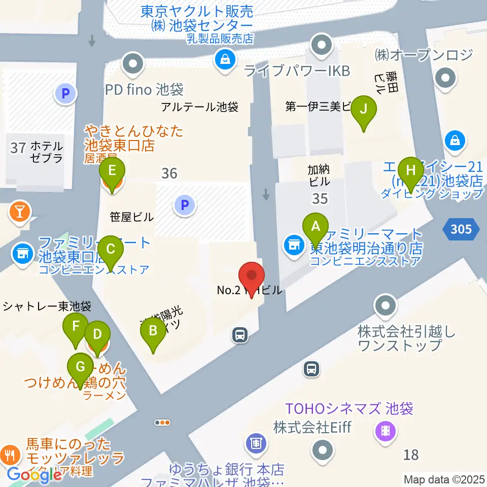 イケベ楽器店GET STOMP周辺のファミレス・ファーストフード一覧地図