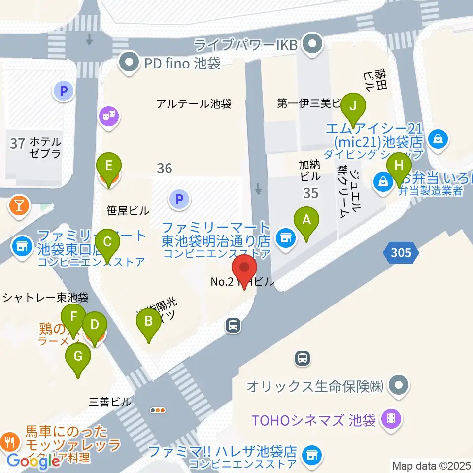 イケベ楽器店GET STOMP周辺のファミレス・ファーストフード一覧地図