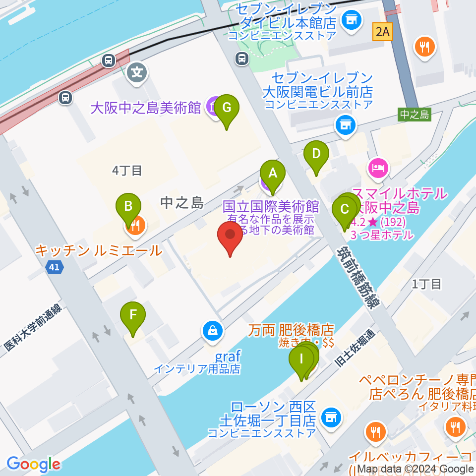 大阪市立科学館周辺のファミレス・ファーストフード一覧地図