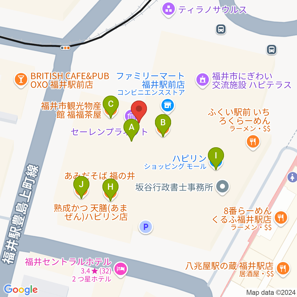 セーレンプラネット周辺のファミレス・ファーストフード一覧地図