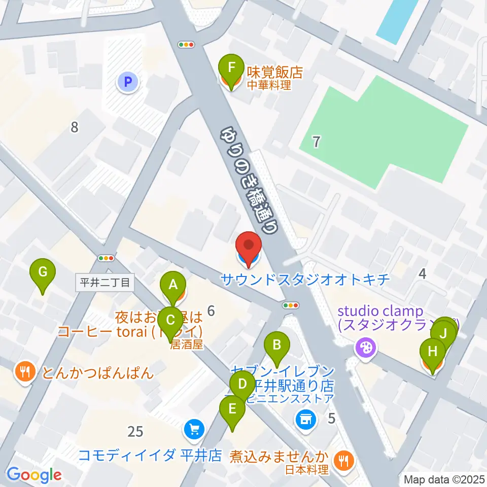 スタジオ・オトキチ周辺のファミレス・ファーストフード一覧地図