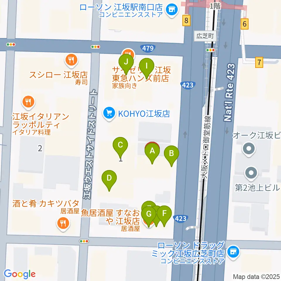スタジオリフレクション周辺のファミレス・ファーストフード一覧地図