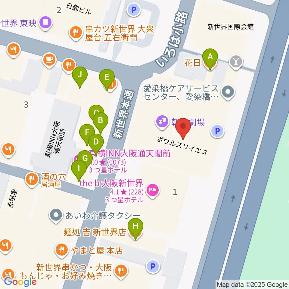 新世界ZAZA周辺のファミレス・ファーストフード一覧地図