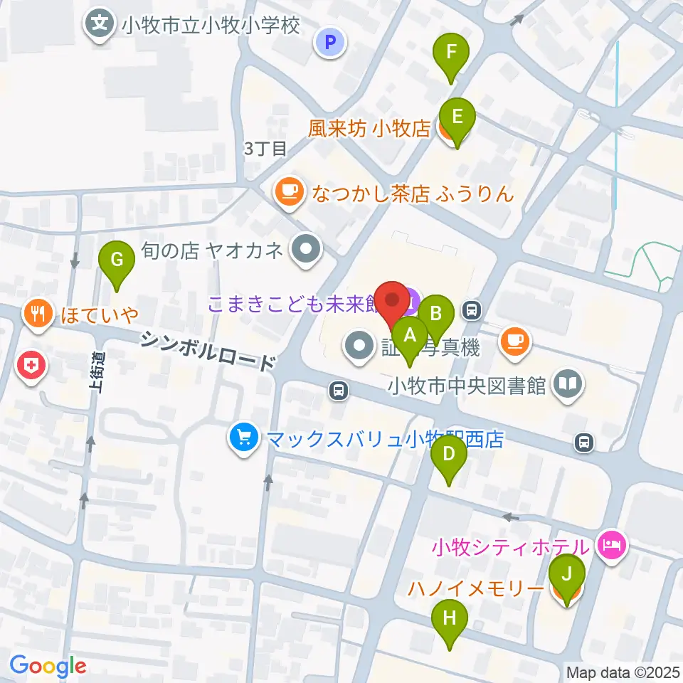 小牧市まなび創造館周辺のファミレス・ファーストフード一覧地図
