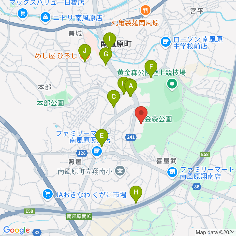 南風原町立中央公民館周辺のファミレス・ファーストフード一覧地図