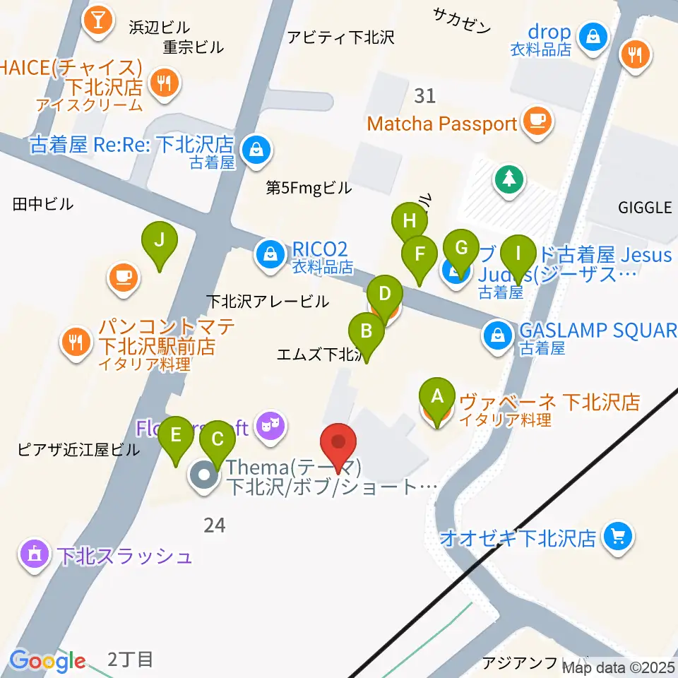 下北沢Flowers Loft周辺のファミレス・ファーストフード一覧地図