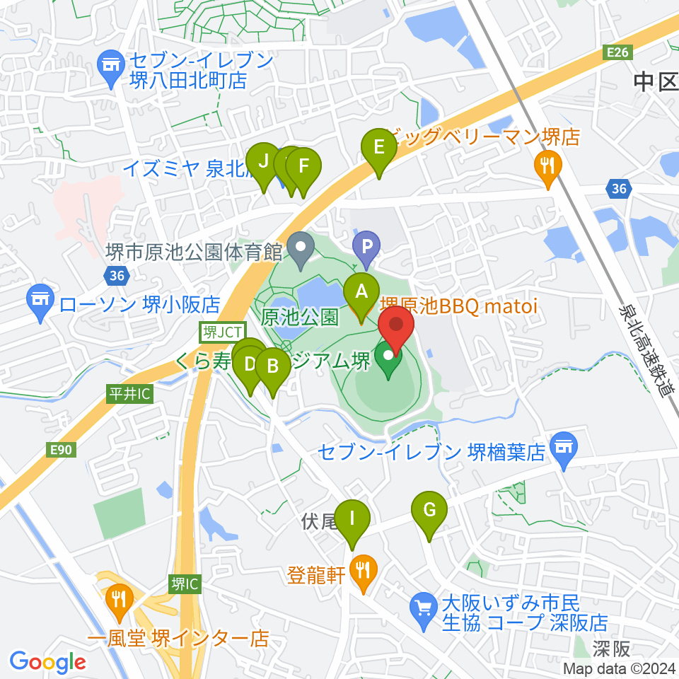 くら寿司スタジアム堺周辺のファミレス・ファーストフード一覧地図
