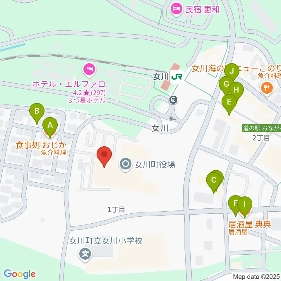 女川町生涯学習センターホール周辺のファミレス・ファーストフード一覧地図