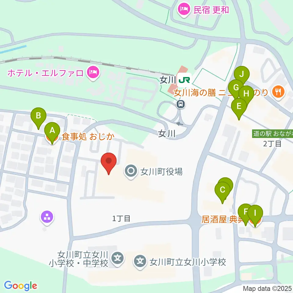 女川町生涯学習センターホール周辺のファミレス・ファーストフード一覧地図