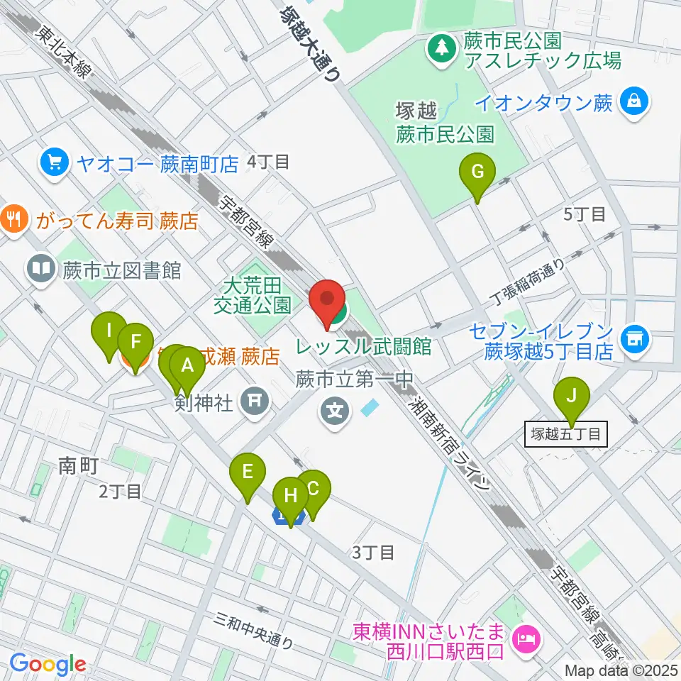 レッスル武闘館 アイスリボン道場周辺のファミレス・ファーストフード一覧地図
