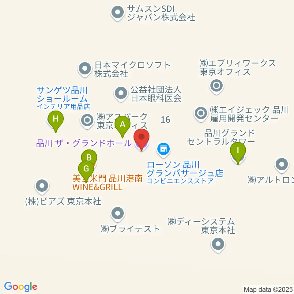 品川グランドホール周辺のファミレス・ファーストフード一覧地図