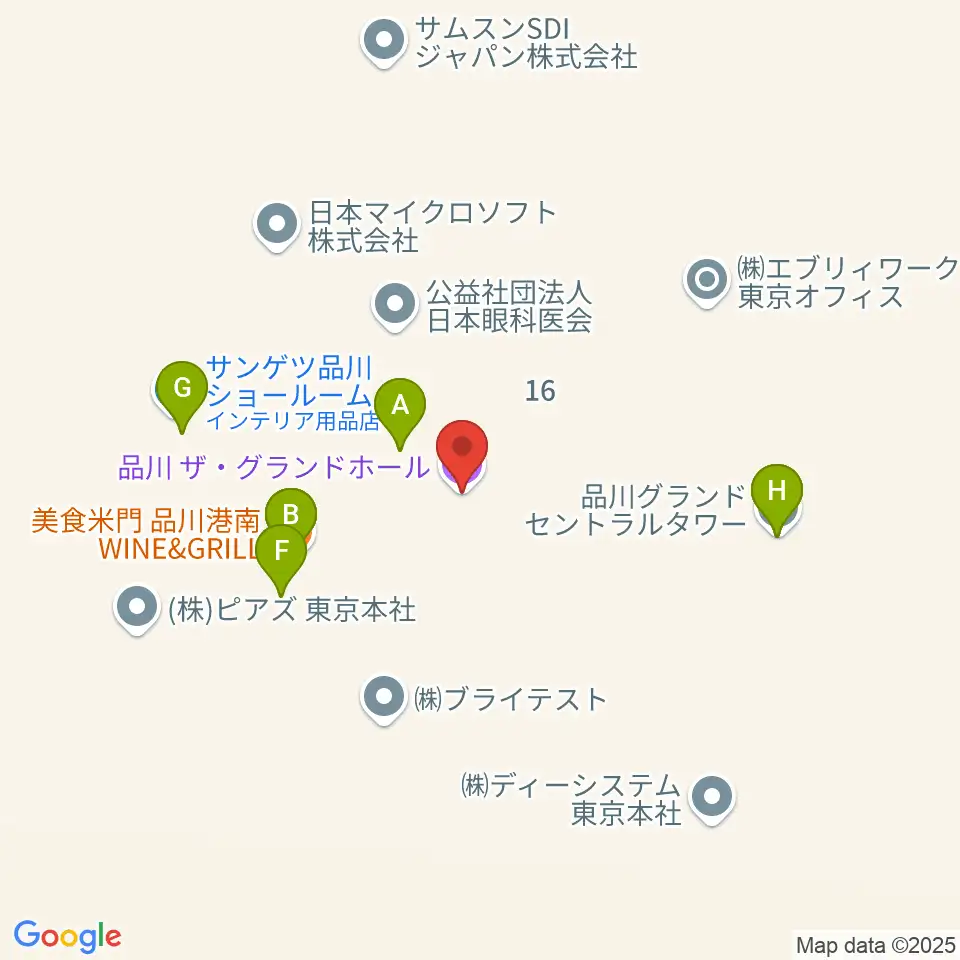 品川グランドホール周辺のファミレス・ファーストフード一覧地図