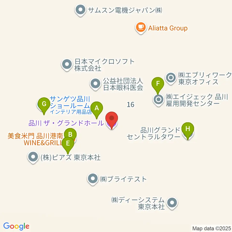品川グランドホール周辺のファミレス・ファーストフード一覧地図