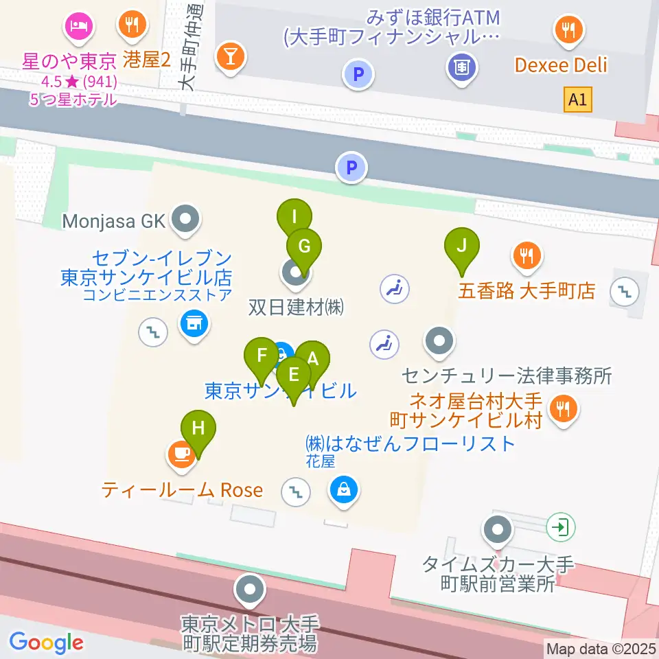 大手町サンケイプラザ周辺のファミレス・ファーストフード一覧地図