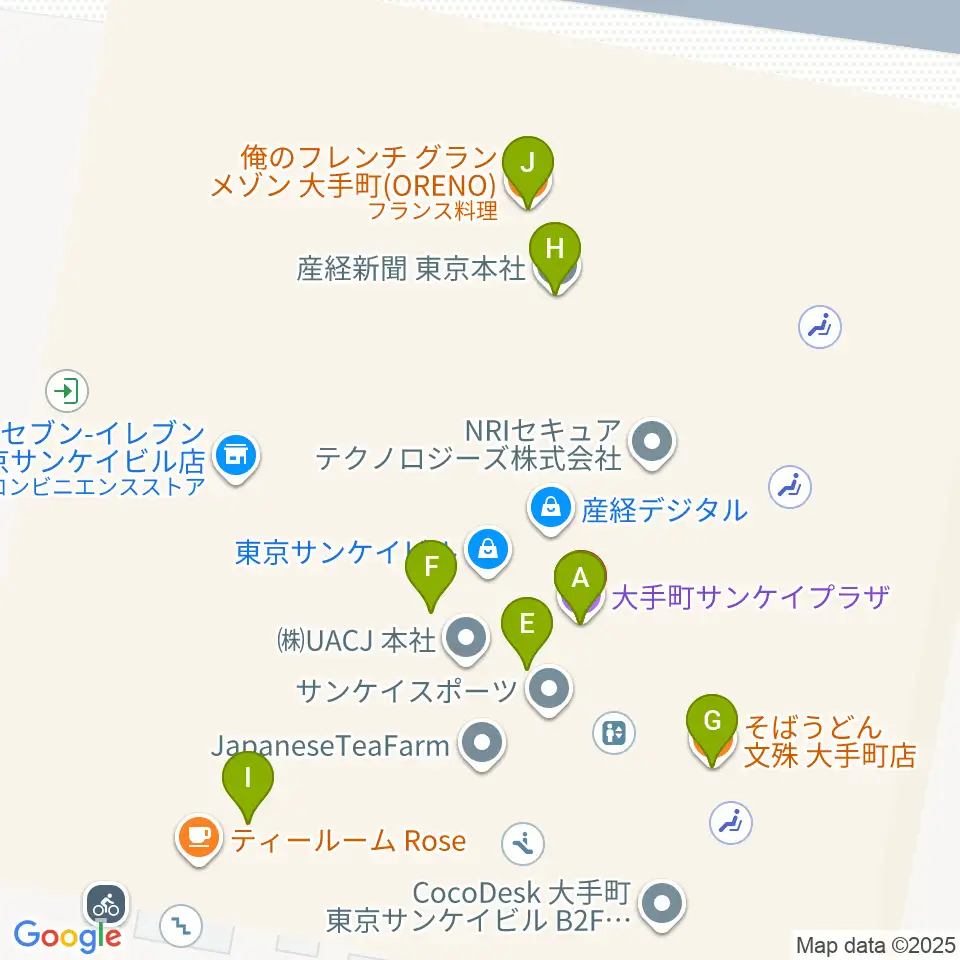 大手町サンケイプラザ周辺のファミレス・ファーストフード一覧地図