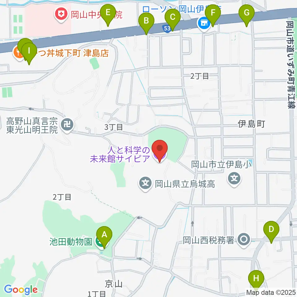 人と科学の未来館サイピア周辺のファミレス・ファーストフード一覧地図