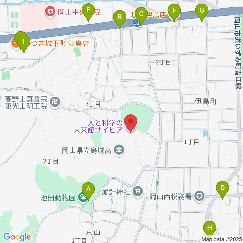 人と科学の未来館サイピア周辺のファミレス・ファーストフード一覧地図